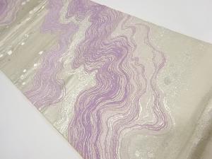 アンティーク　流水に色紙散らし模様織出し袋帯（材料）